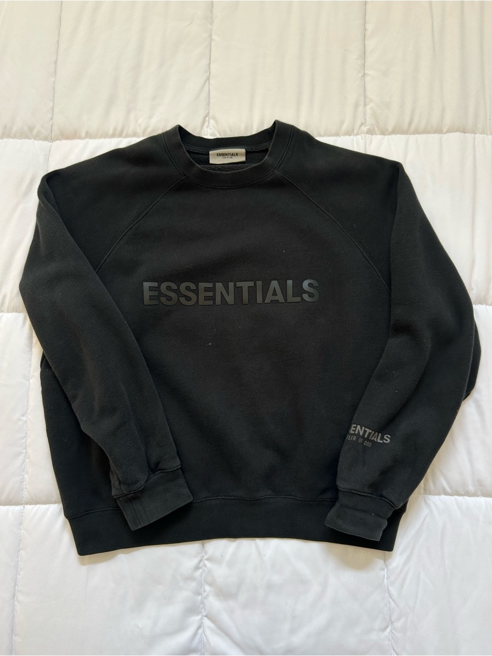ESSENTIALS Black Logo Crewneck Sweater
